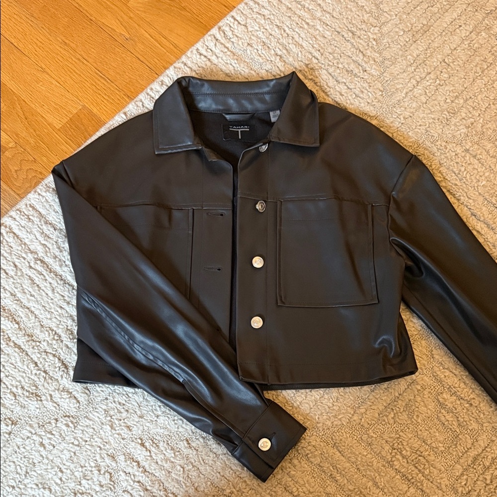 Brown Leather Cropped Jacket